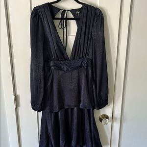 Lulu's Navy Peplum Open Back Dress